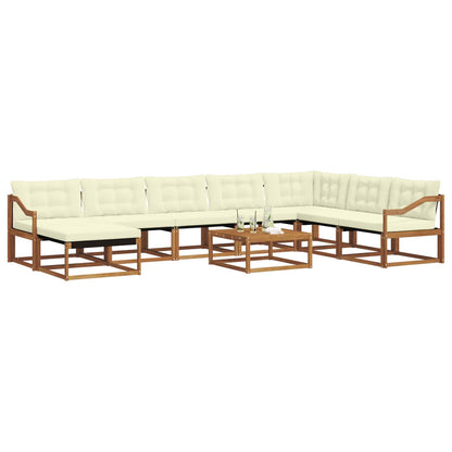 Set di divani da esterno con cuscino 9 pcs Naturale e Crema | homemem39