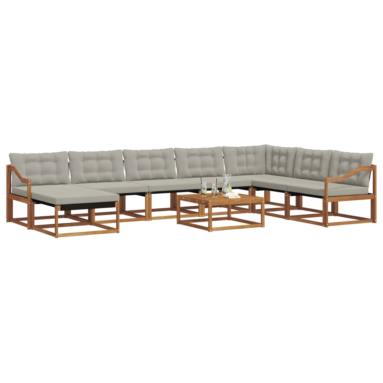 Set di divani da esterno 9 pcs Grigio Naturale e Chiaro | homemem39