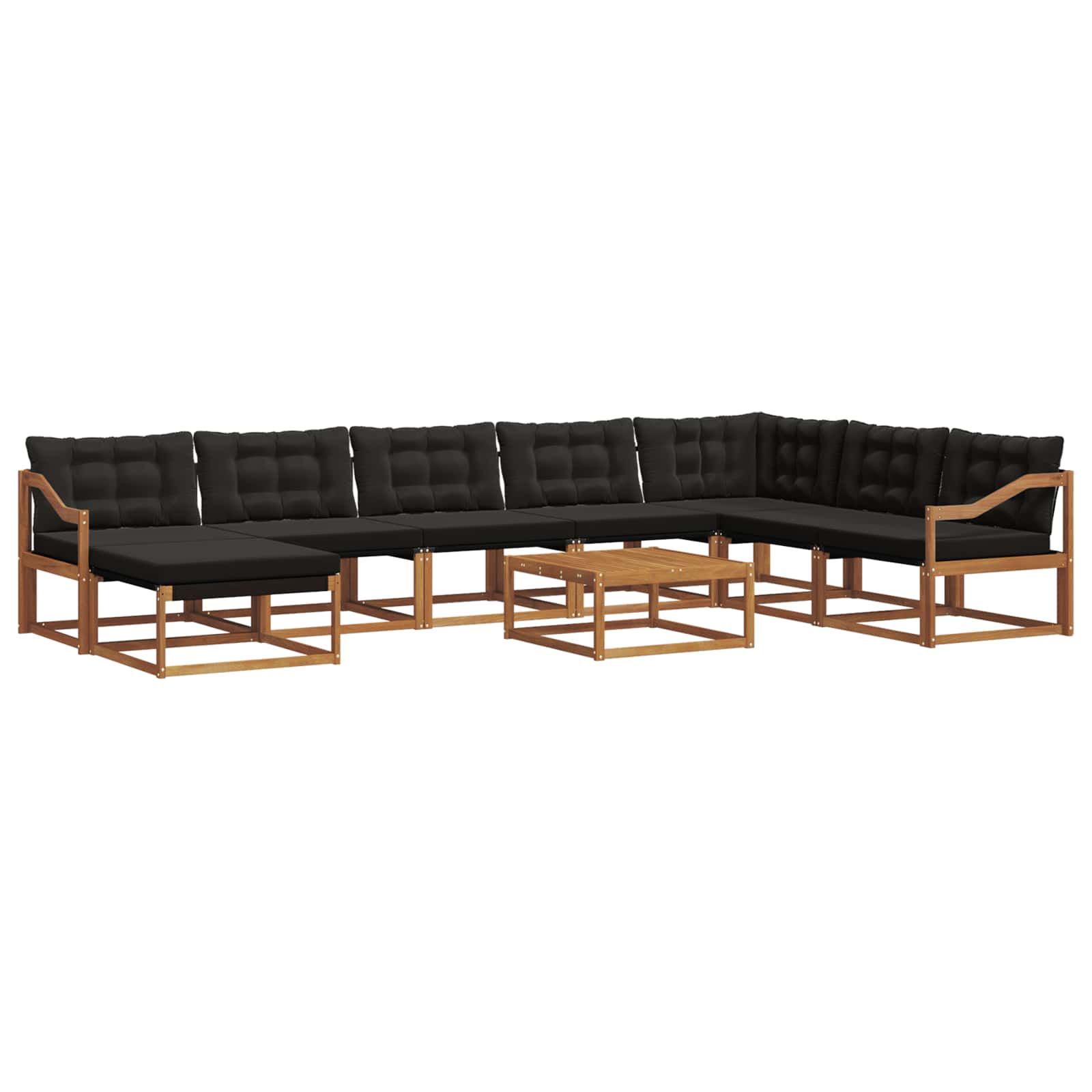 Set di divani da esterno con cuscino 9 pcs Naturale e Nero | homemem39