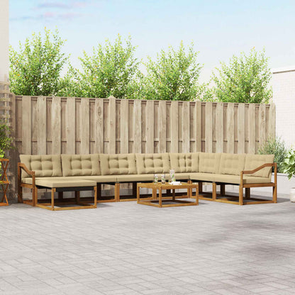 Set di divani da esterno con cuscino 9 pcs Naturale e Beige | homemem39