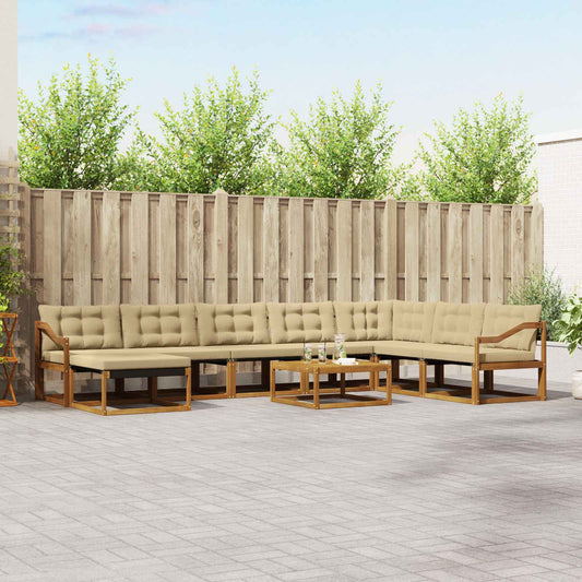 Set di divani da esterno con cuscino 9 pcs Naturale e Beige | homemem39