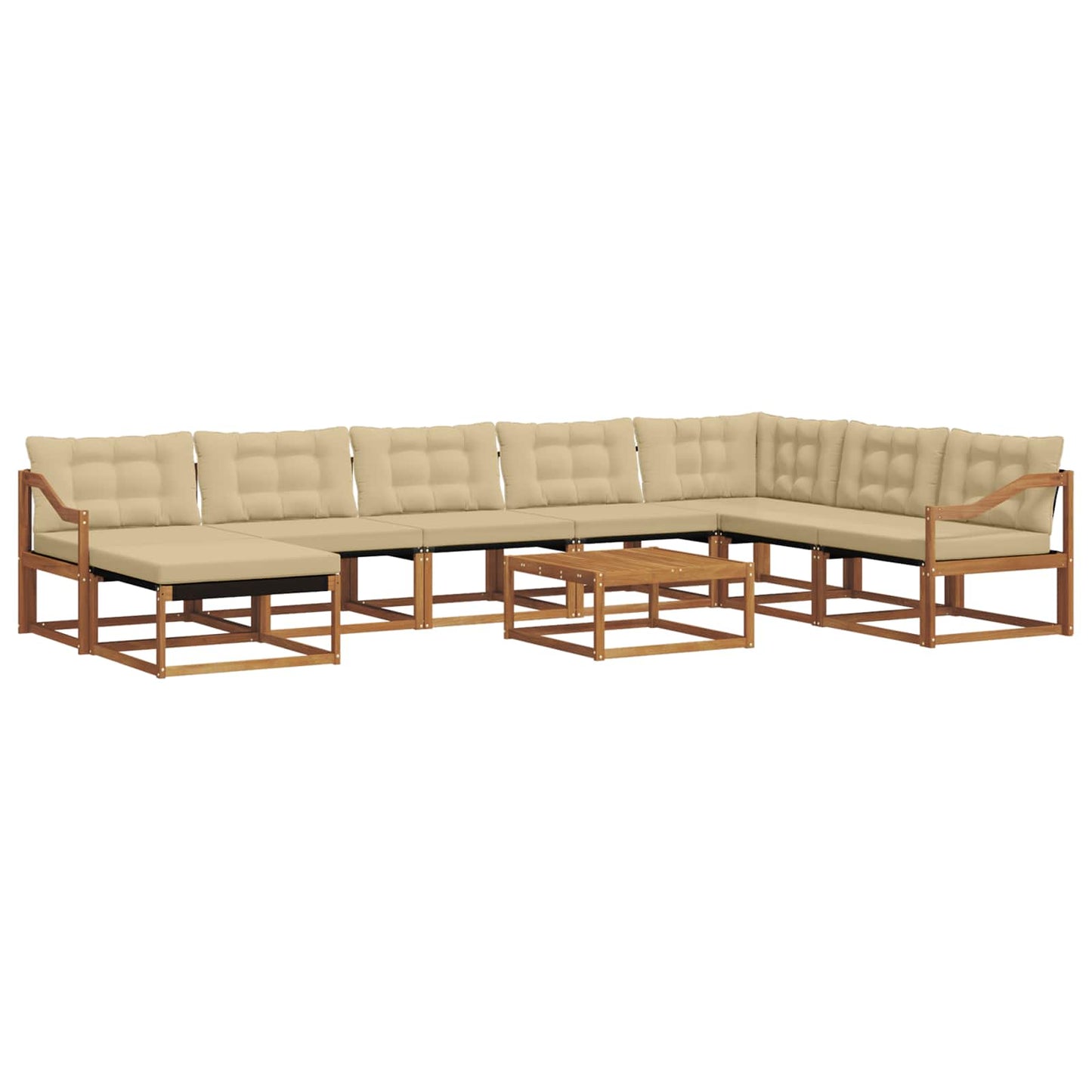 Set di divani da esterno con cuscino 9 pcs Naturale e Beige | homemem39