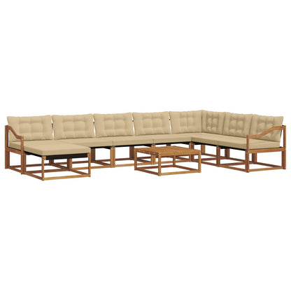 Set di divani da esterno con cuscino 9 pcs Naturale e Beige