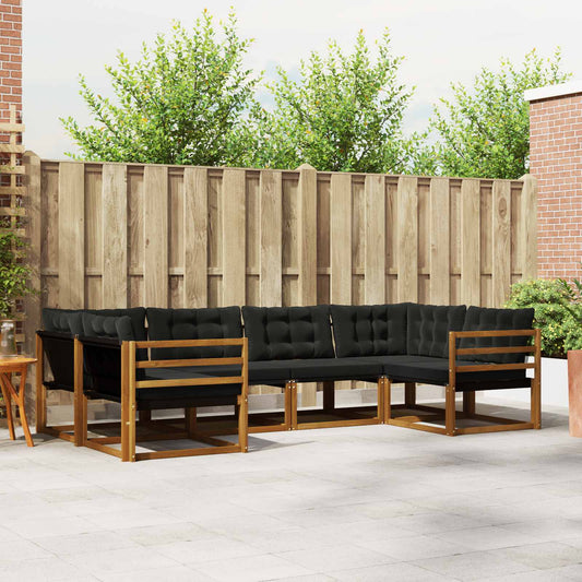 Set di divani da esterno con cuscino 6 pcs Naturale e Nero