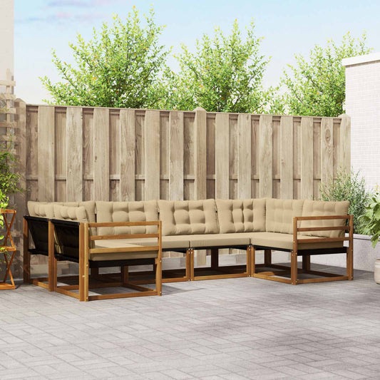 Set di divani da esterno con cuscino 6 pcs Naturale e Beige | homemem39