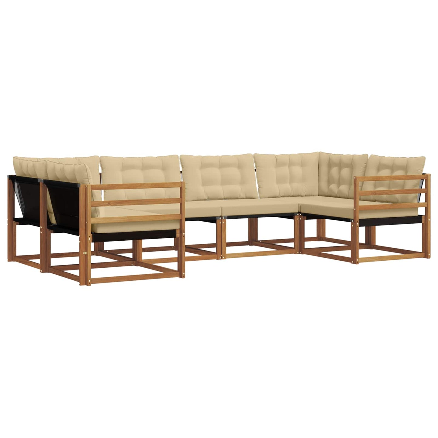 Set di divani da esterno con cuscino 6 pcs Naturale e Beige | homemem39