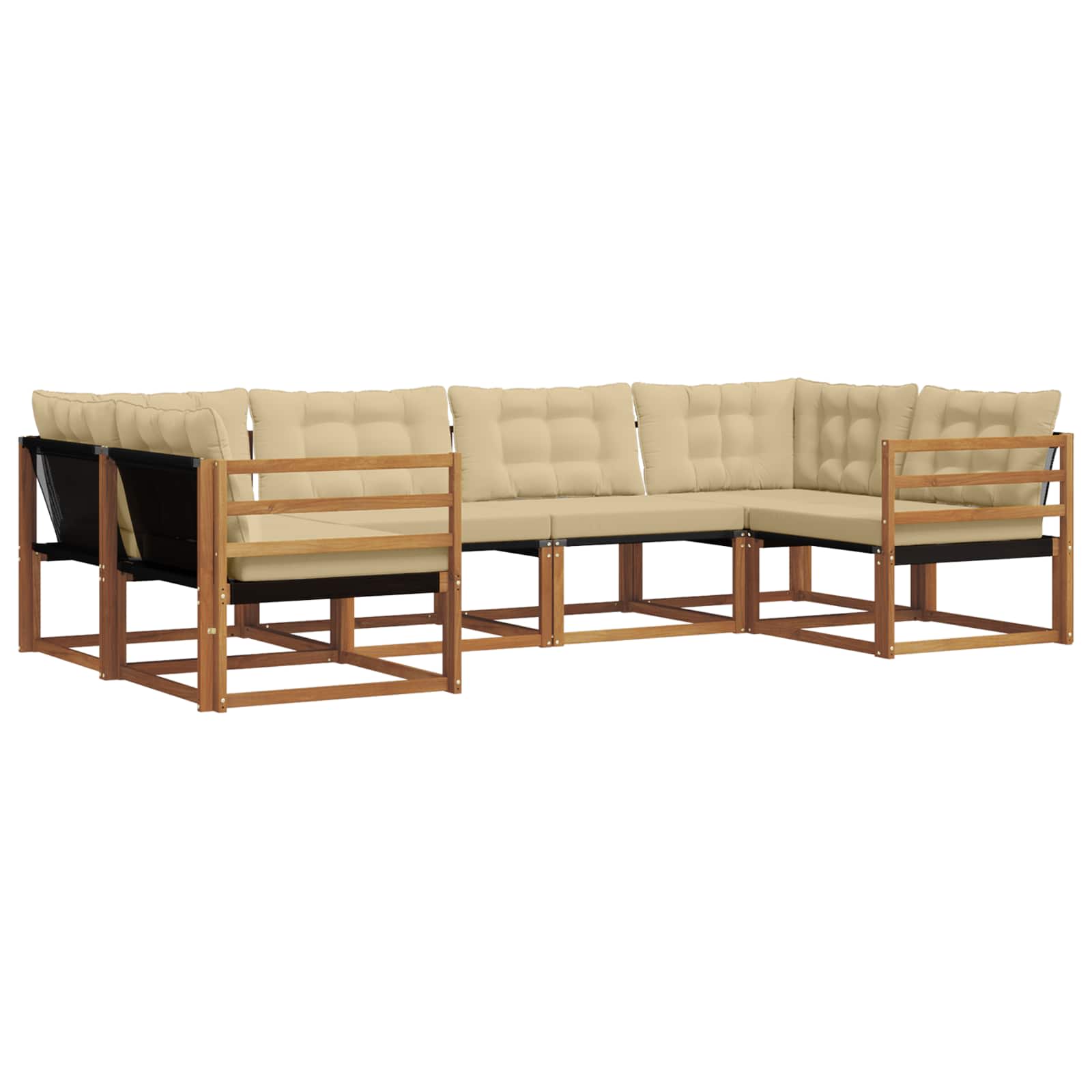 Set di divani da esterno con cuscino 6 pcs Naturale e Beige | homemem39