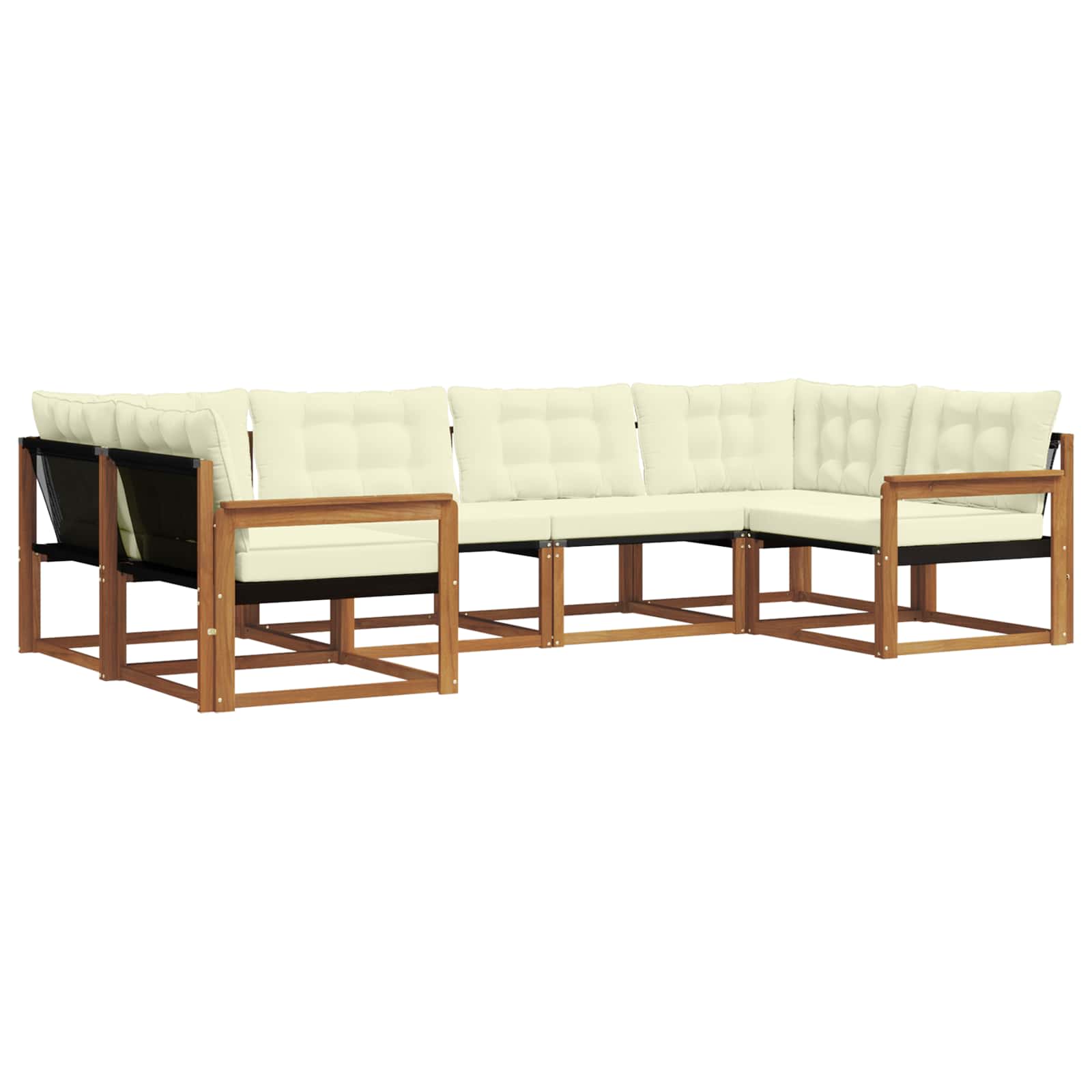 Set di divani da esterno con cuscino 6 pcs Naturale e Crema | homemem39