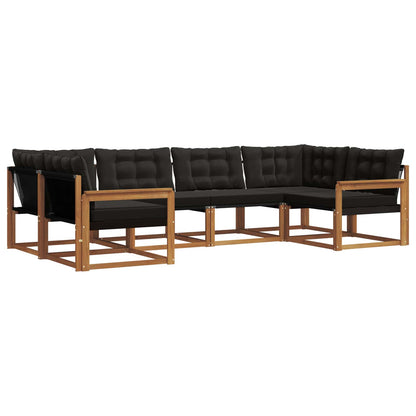 Set di divani da esterno con cuscino 6 pcs Naturale e Nero | homemem39