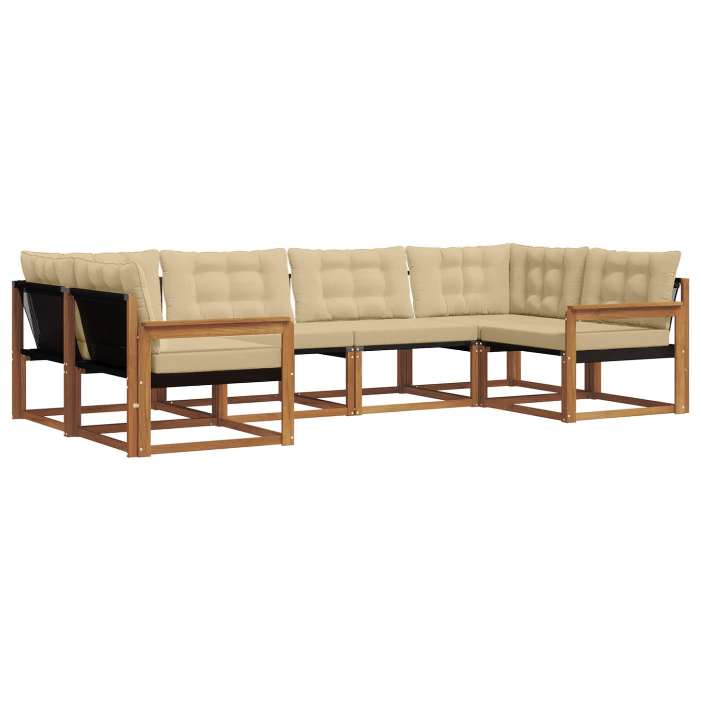 Set di divani da esterno con cuscino 6 pcs Naturale e Beige | homemem39