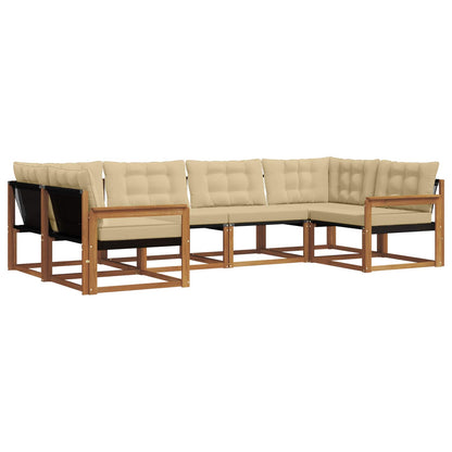 Set di divani da esterno con cuscino 6 pcs Naturale e Beige | homemem39