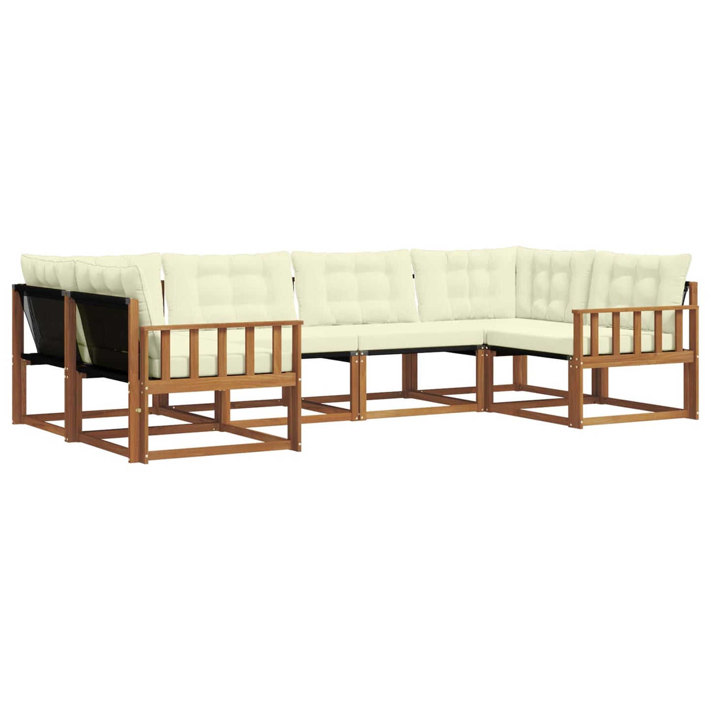 Set di divani da esterno con cuscino 6 pcs Naturale e Crema | homemem39