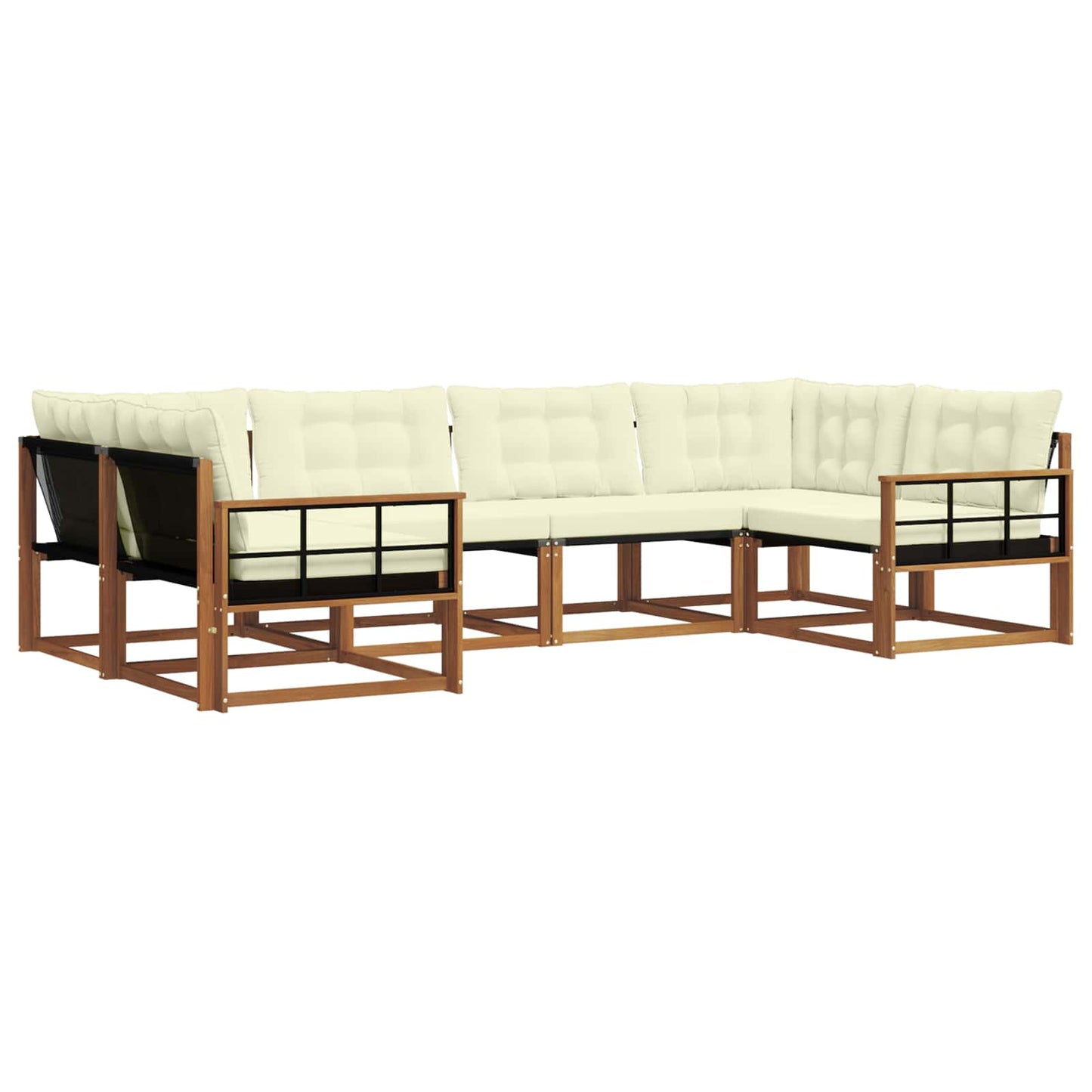 Set di divani da esterno con cuscino 6 pcs Naturale e Crema