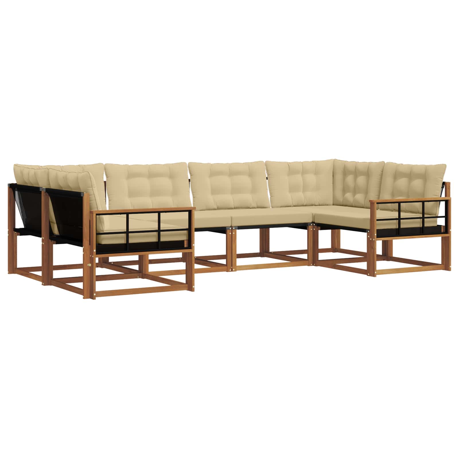 Set di divani da esterno con cuscino 6 pcs Naturale e Beige | homemem39