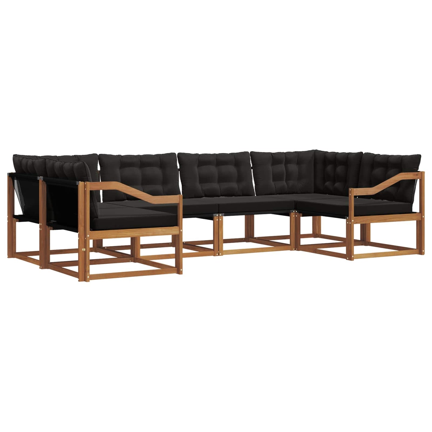 Set di divani da esterno con cuscino 6 pcs Naturale e Nero | homemem39