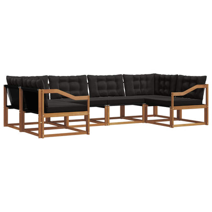 Set di divani da esterno con cuscino 6 pcs Naturale e Nero | homemem39