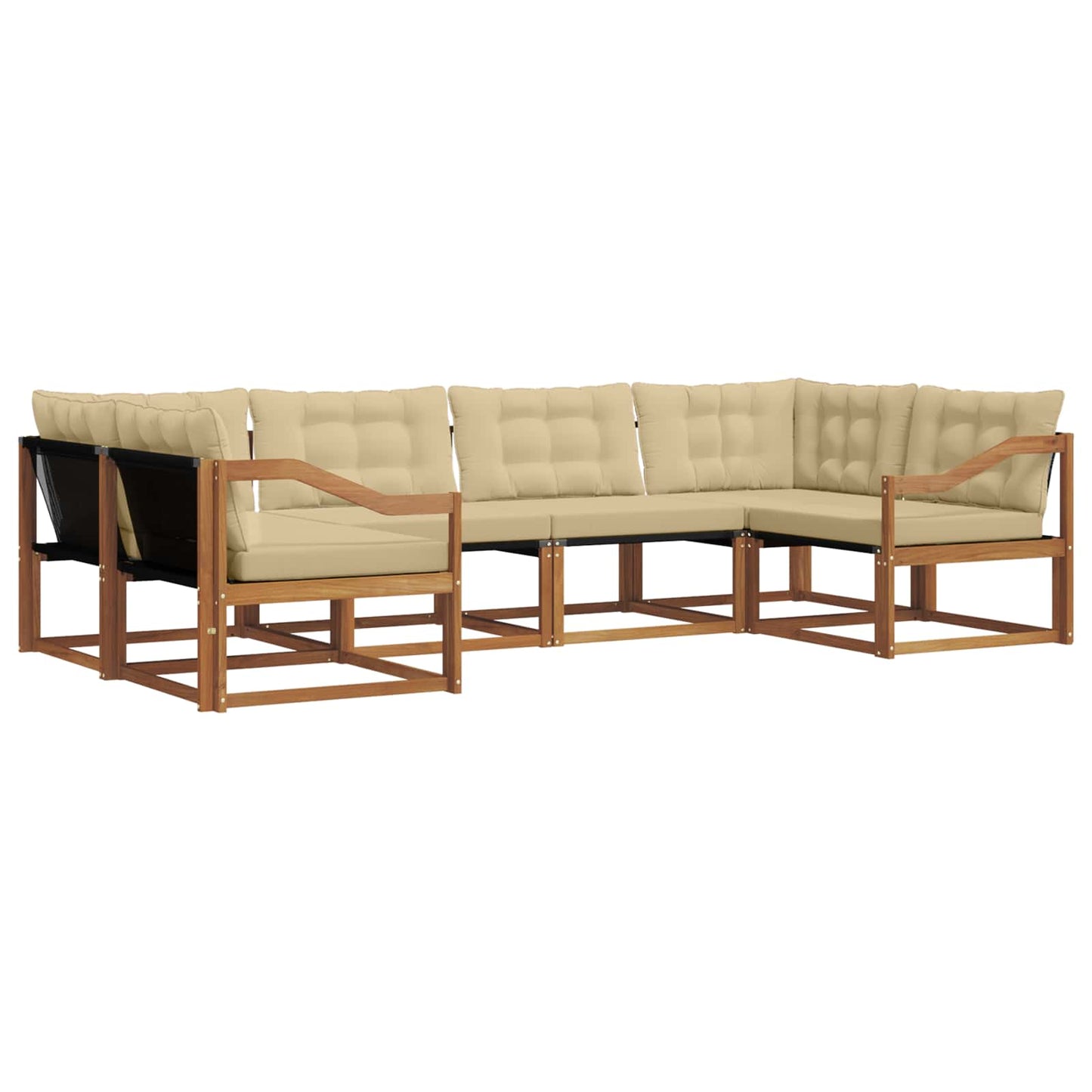 Set di divani da esterno con cuscino 6 pcs Naturale e Beige