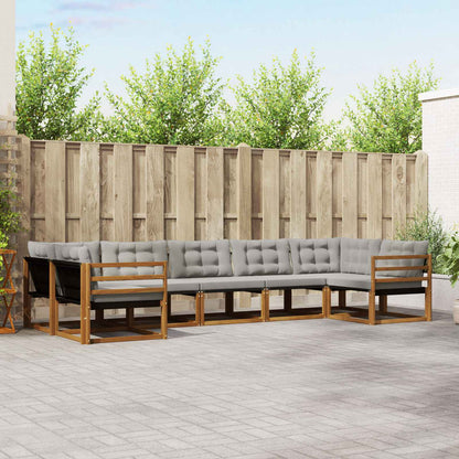 Set di divani da esterno 7 pcs Grigio Naturale e Chiaro