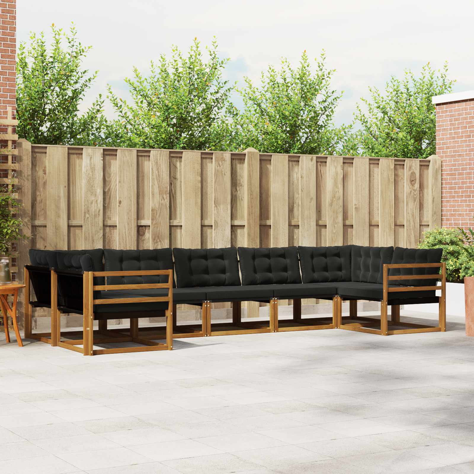 Set di divani da esterno con cuscino 7 pcs Naturale e Nero | homemem39