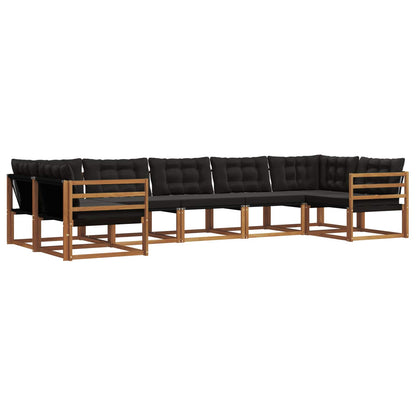 Set di divani da esterno con cuscino 7 pcs Naturale e Nero | homemem39
