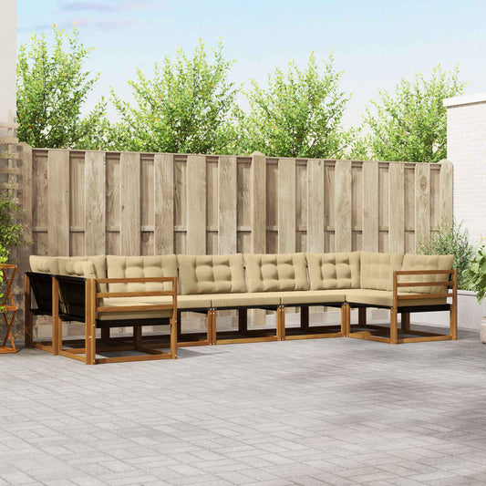 Set di divani da esterno con cuscino 7 pcs Naturale e Beige
