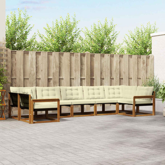 Set di divani da esterno con cuscino 7 pcs Naturale e Crema | homemem39