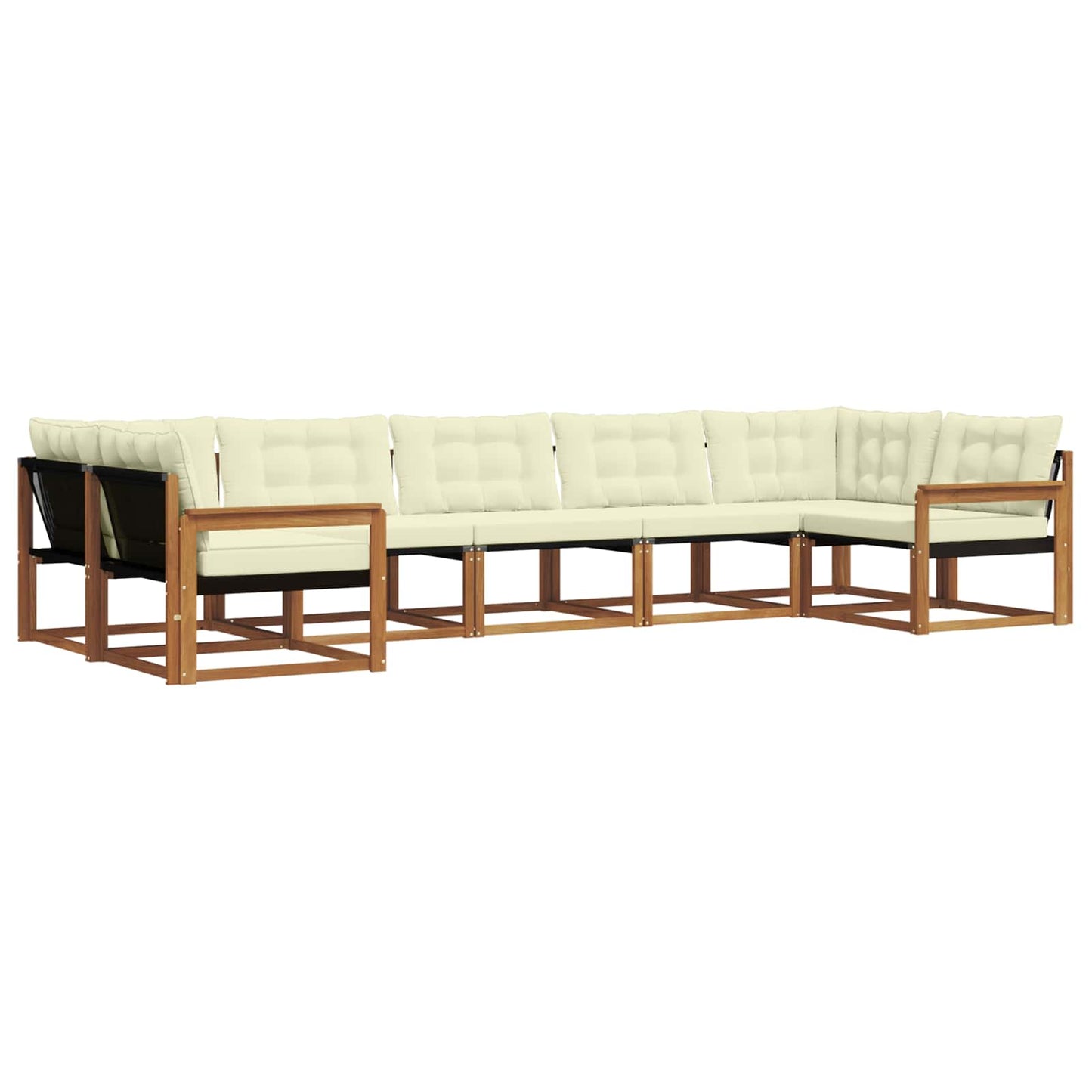 Set di divani da esterno con cuscino 7 pcs Naturale e Crema | homemem39