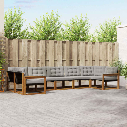 Set di divani da esterno 7 pcs Grigio Naturale e Chiaro
