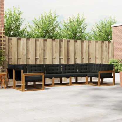 Set di divani da esterno con cuscino 7 pcs Naturale e Nero