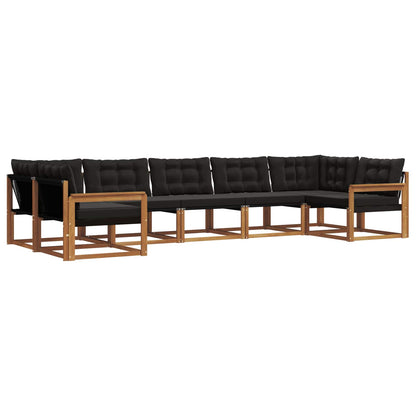 Set di divani da esterno con cuscino 7 pcs Naturale e Nero