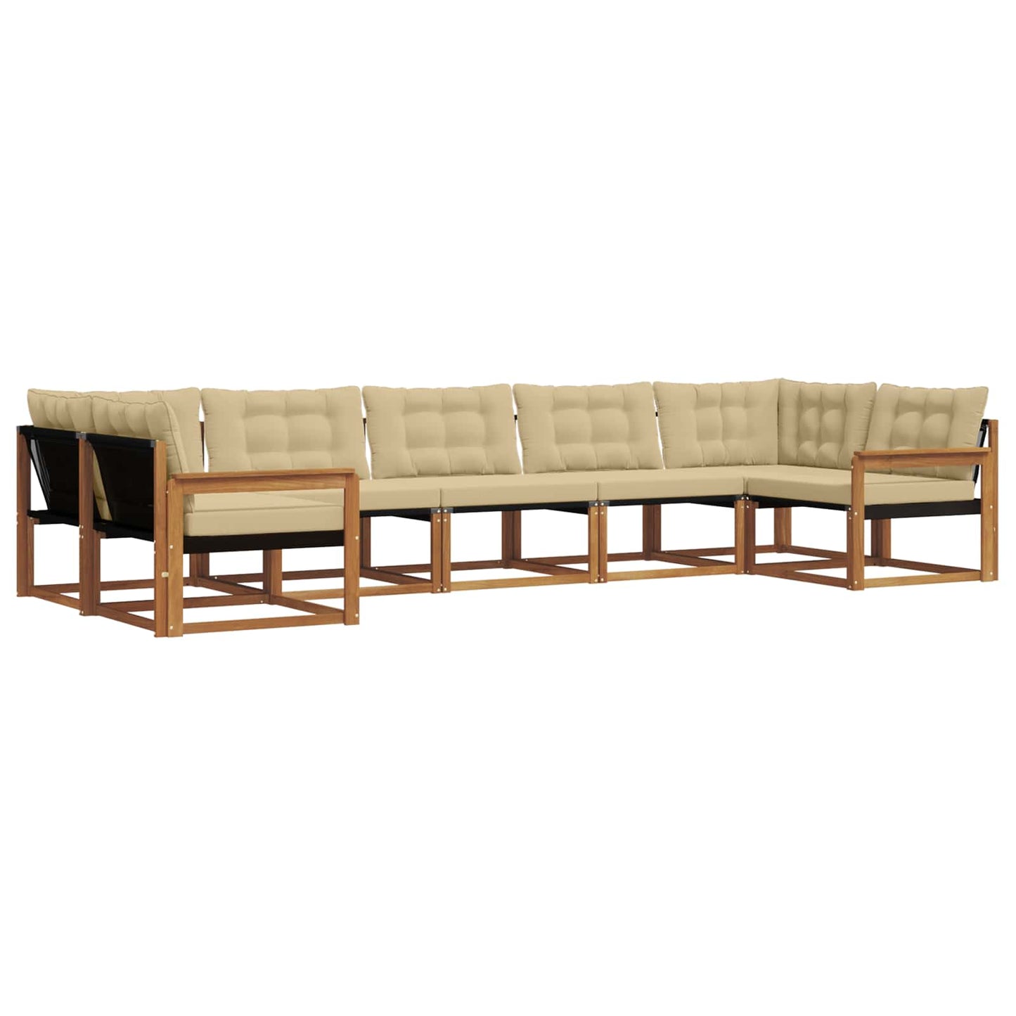Set di divani da esterno con cuscino 7 pcs Naturale e Beige | homemem39