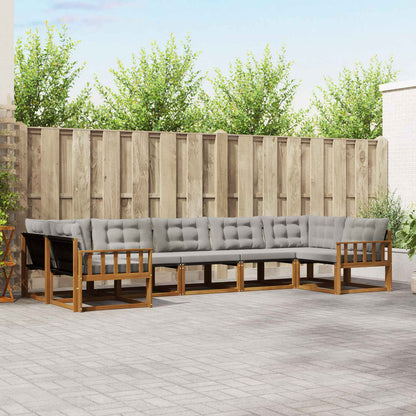 Set di divani da esterno 7 pcs Grigio Naturale e Chiaro