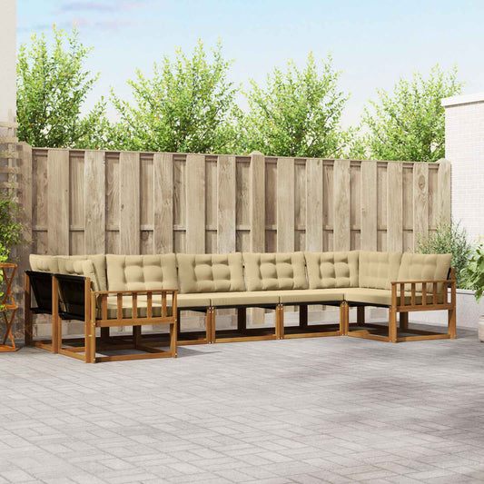 Set di divani da esterno con cuscino 7 pcs Naturale e Beige | homemem39