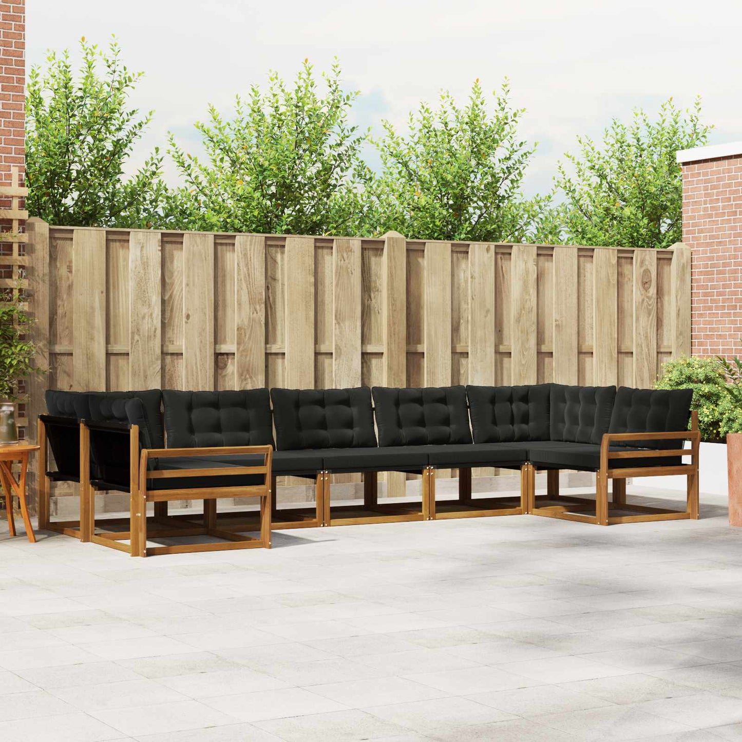 Set di divani da esterno con cuscino 7 pcs Naturale e Nero