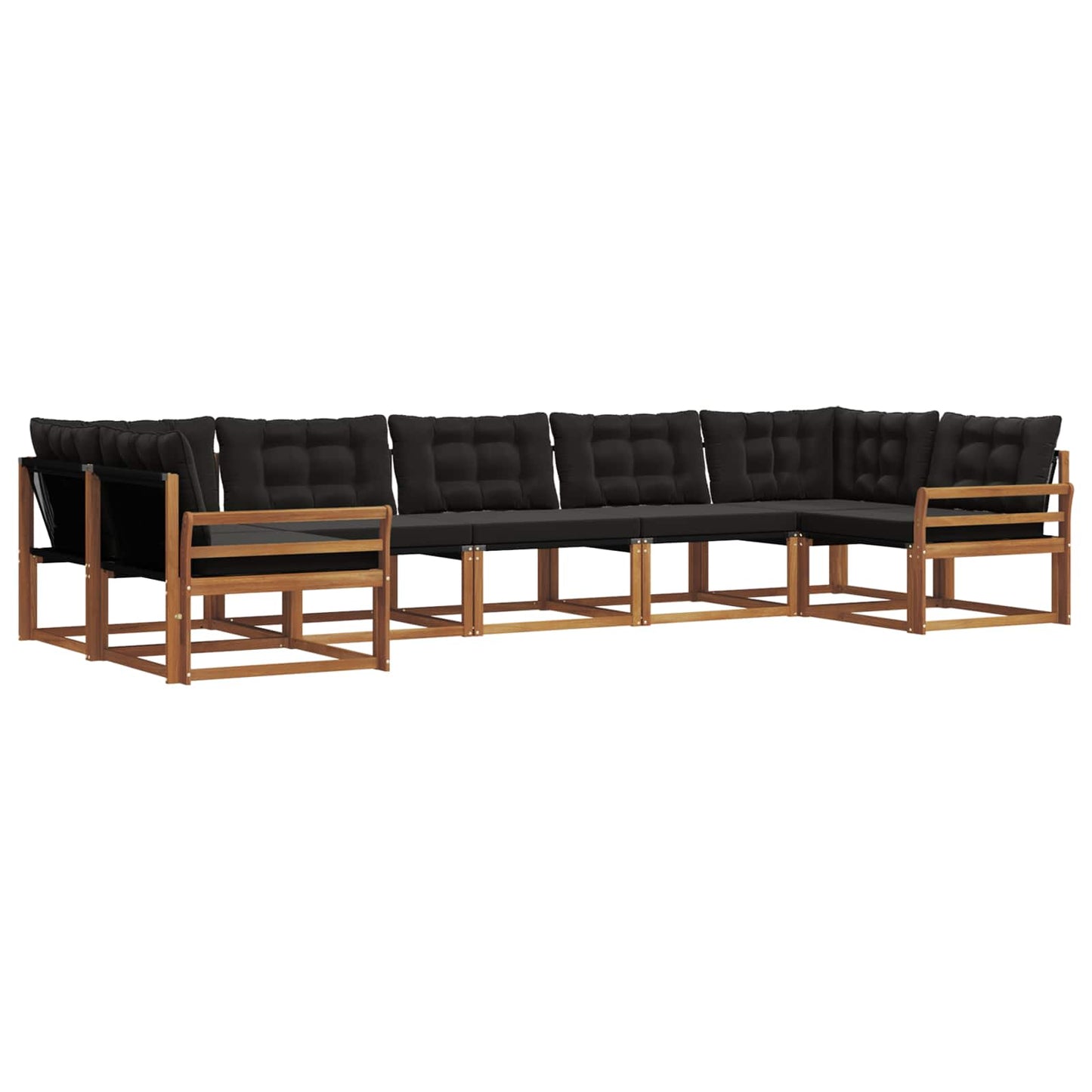 Set di divani da esterno con cuscino 7 pcs Naturale e Nero