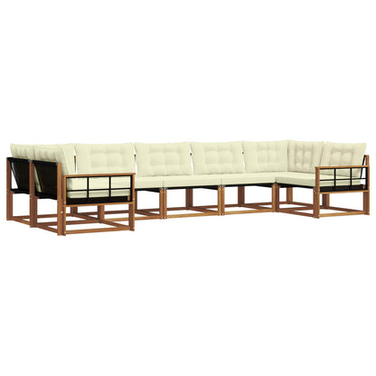 Set di divani da esterno con cuscino 7 pcs Naturale e Crema | homemem39