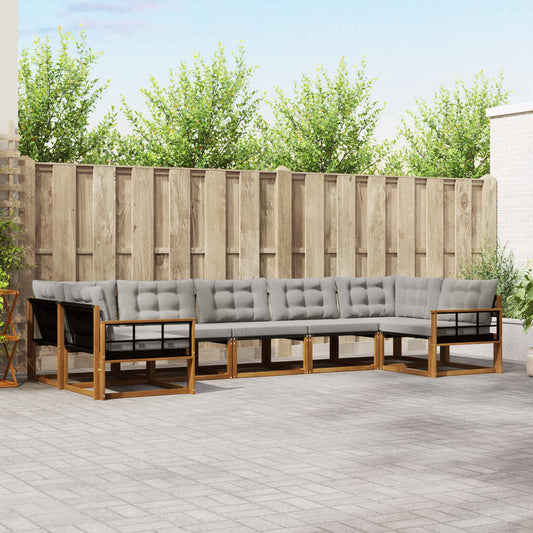 Set di divani da esterno 7 pcs Grigio Naturale e Chiaro
