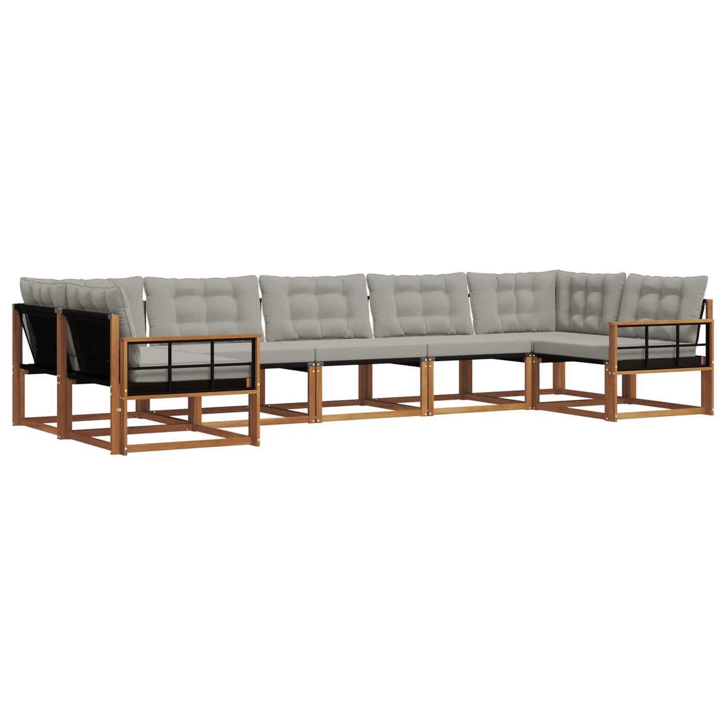 Set di divani da esterno 7 pcs Grigio Naturale e Chiaro