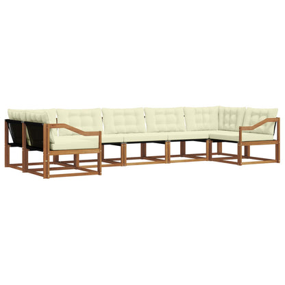 Set di divani da esterno con cuscino 7 pcs Naturale e Crema