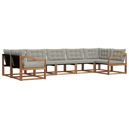 Set di divani da esterno 7 pcs Grigio Naturale e Chiaro