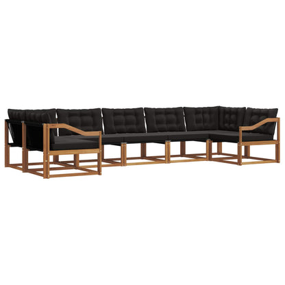 Set di divani da esterno con cuscino 7 pcs Naturale e Nero | homemem39