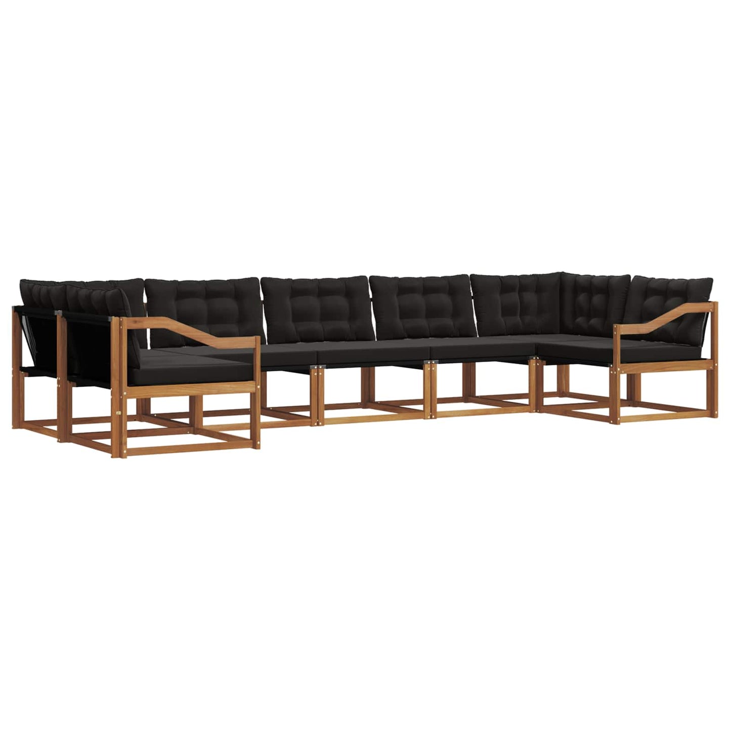 Set di divani da esterno con cuscino 7 pcs Naturale e Nero