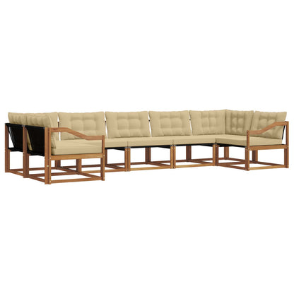 Set di divani da esterno con cuscino 7 pcs Naturale e Beige | homemem39