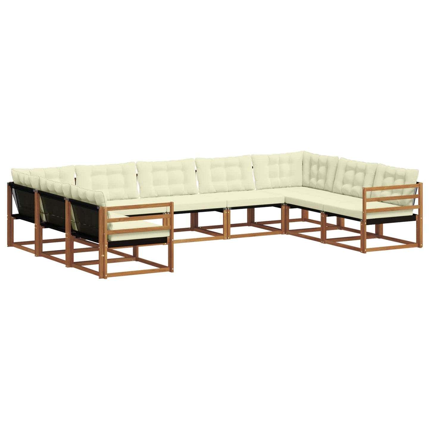 Set di divani da esterno con cuscino 9 pcs Naturale e Crema