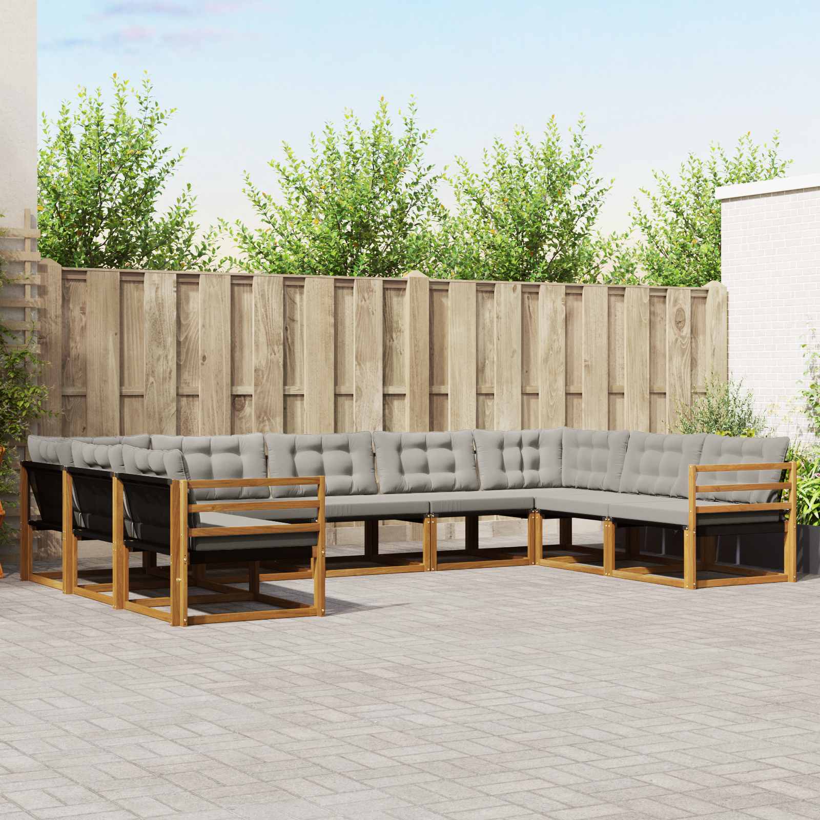 Set di divani da esterno 9 pcs Grigio Naturale e Chiaro | homemem39