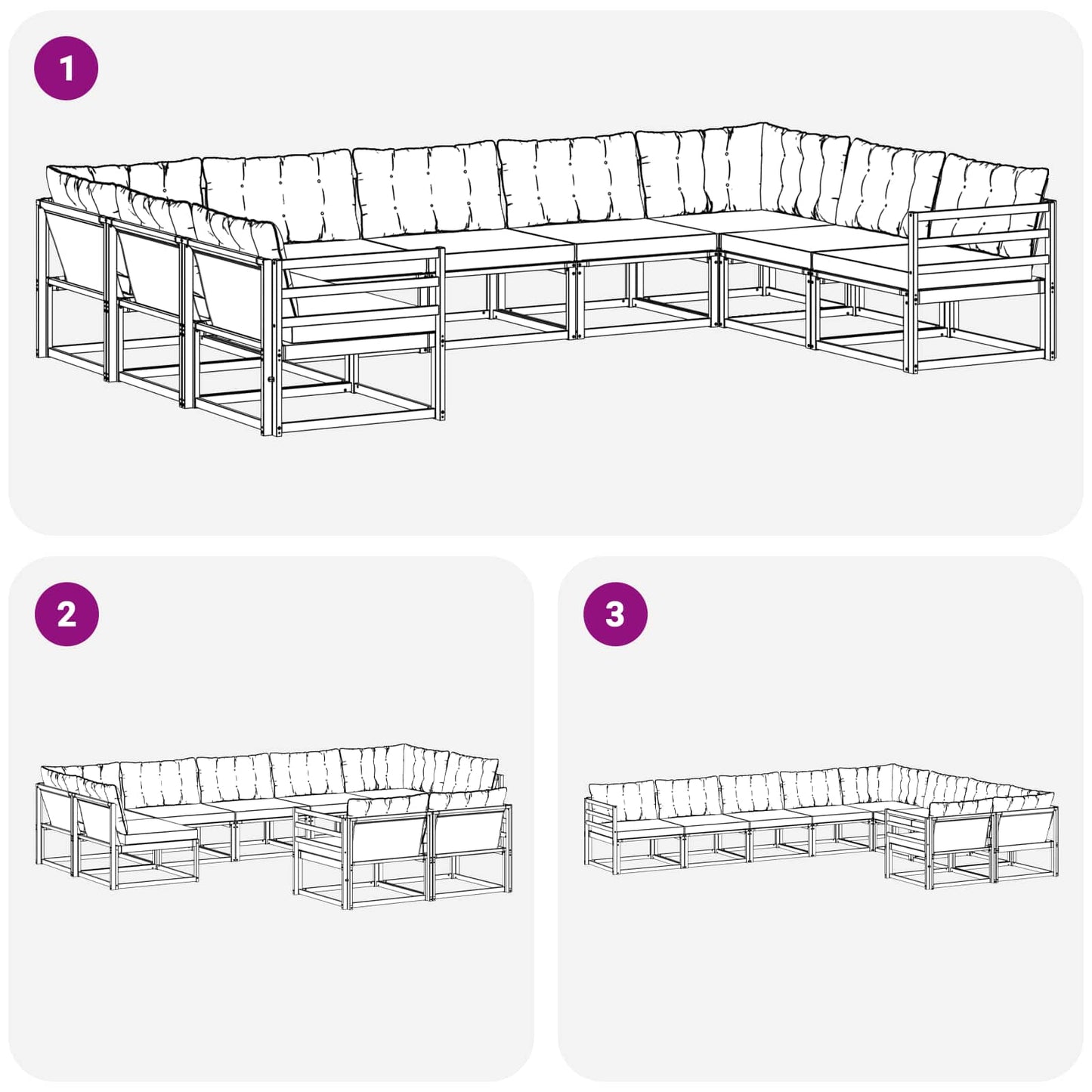 Set di divani da esterno 9 pcs Grigio Naturale e Chiaro | homemem39