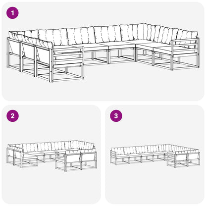 Set di divani da esterno 9 pcs Grigio Naturale e Chiaro | homemem39