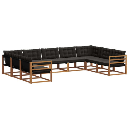 Set di divani da esterno con cuscino 9 pcs Naturale e Nero | homemem39