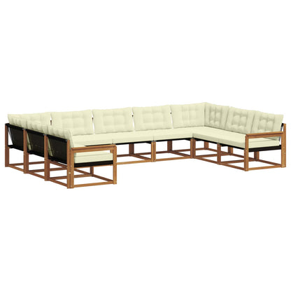 Set di divani da esterno con cuscino 9 pcs Naturale e Crema | homemem39