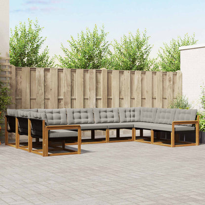 Set di divani da esterno 9 pcs Grigio Naturale e Chiaro